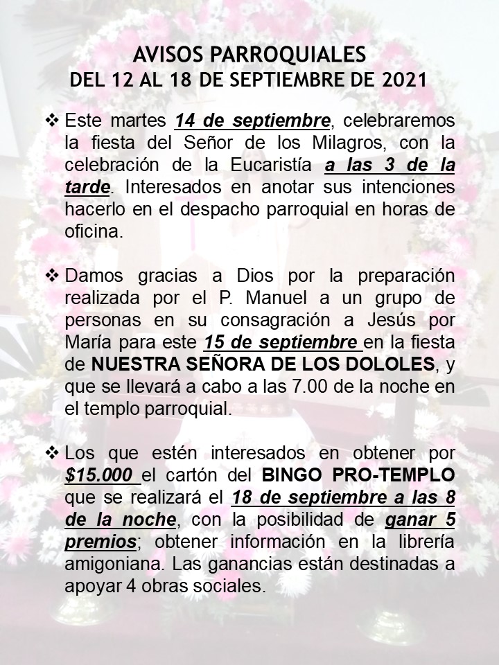 Avisos parroquiales