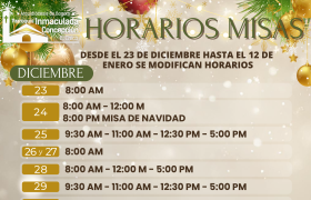 HORARIO MISAS TEMPORADA DE VACACIONES